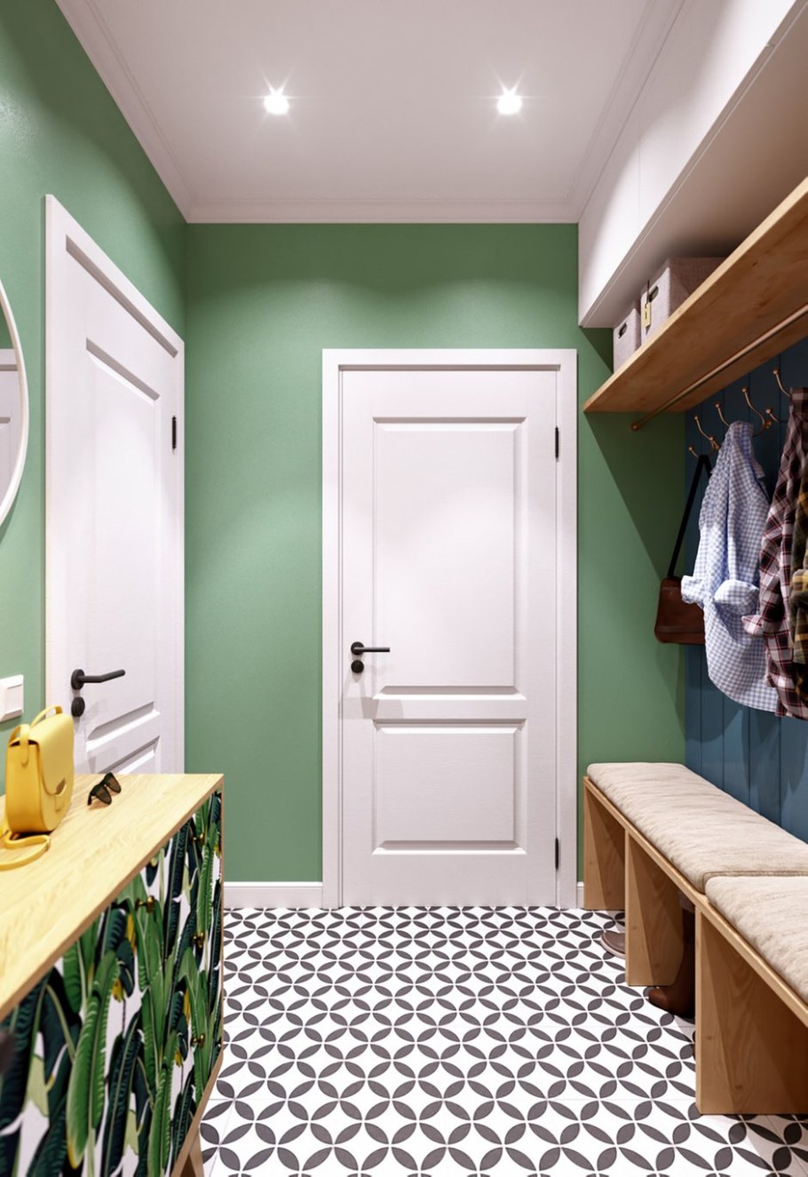 Узкая прихожая в скандинавском стиле