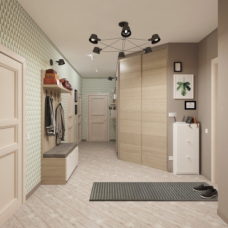 Бежевая прихожая Скандинавии