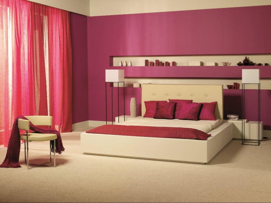 Малиновые стены в интерьере