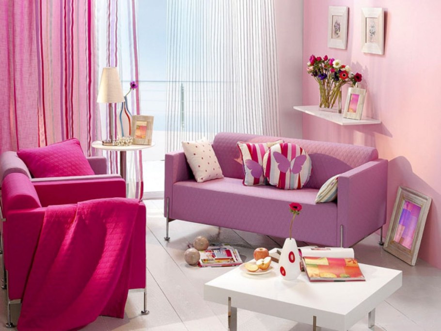 Розовые стены в интерьере