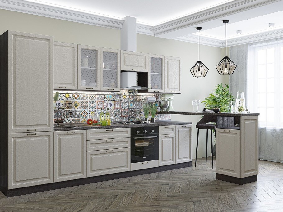 Кухня Ницца Сурская мебель дуб кремовый