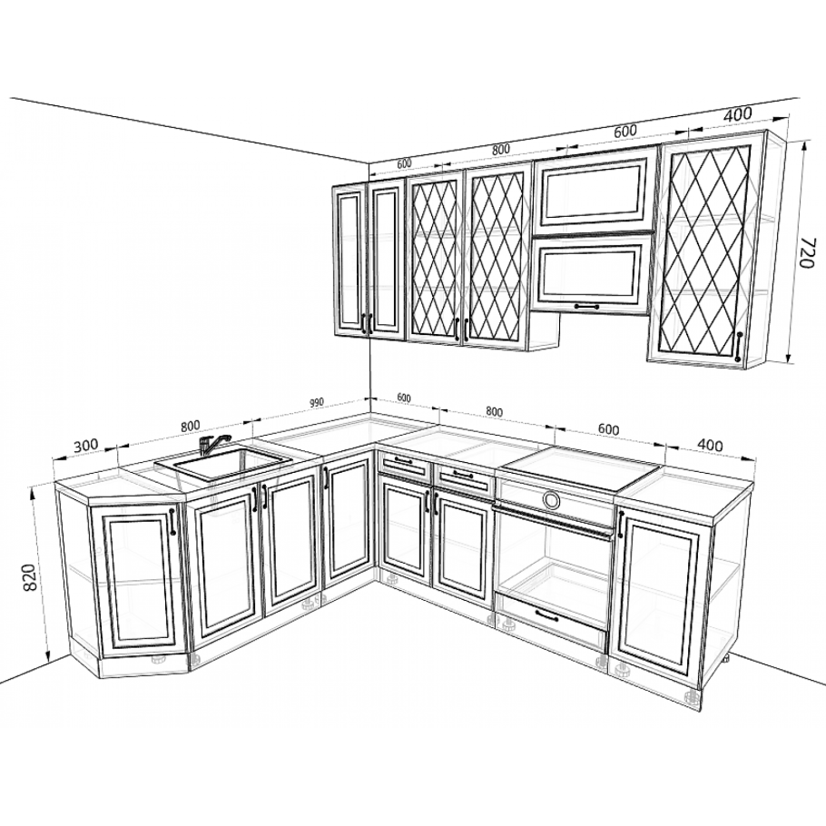 Кухня Ницца Сурская мебель 2100х1000