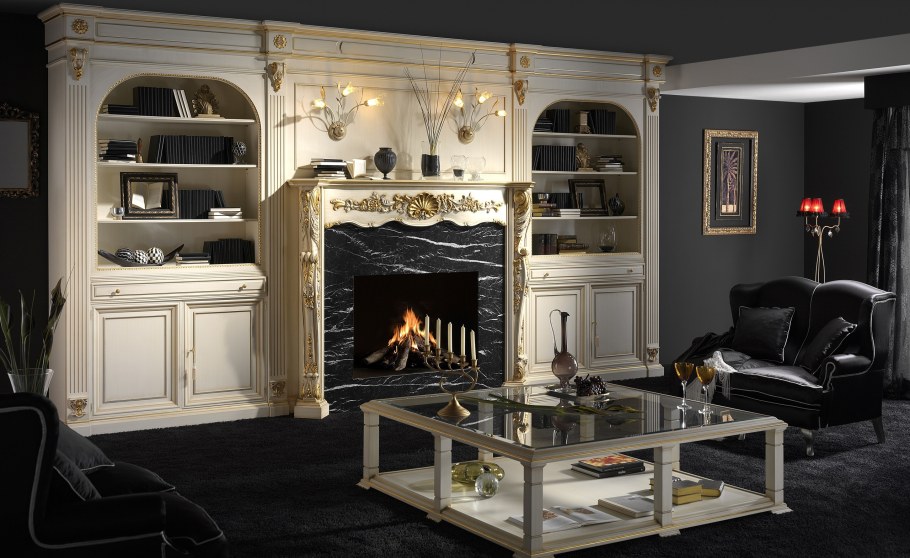 Камины в интерьере гостиной