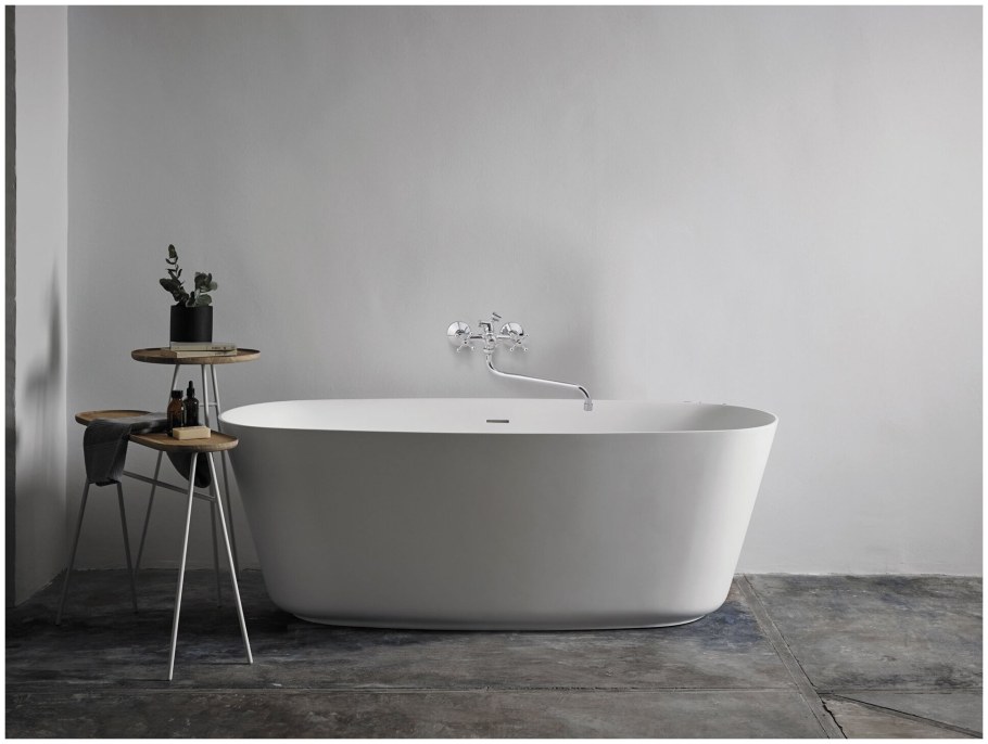 Ванна esse Iceland 1695*795 отдельностоящая каменная черно белая