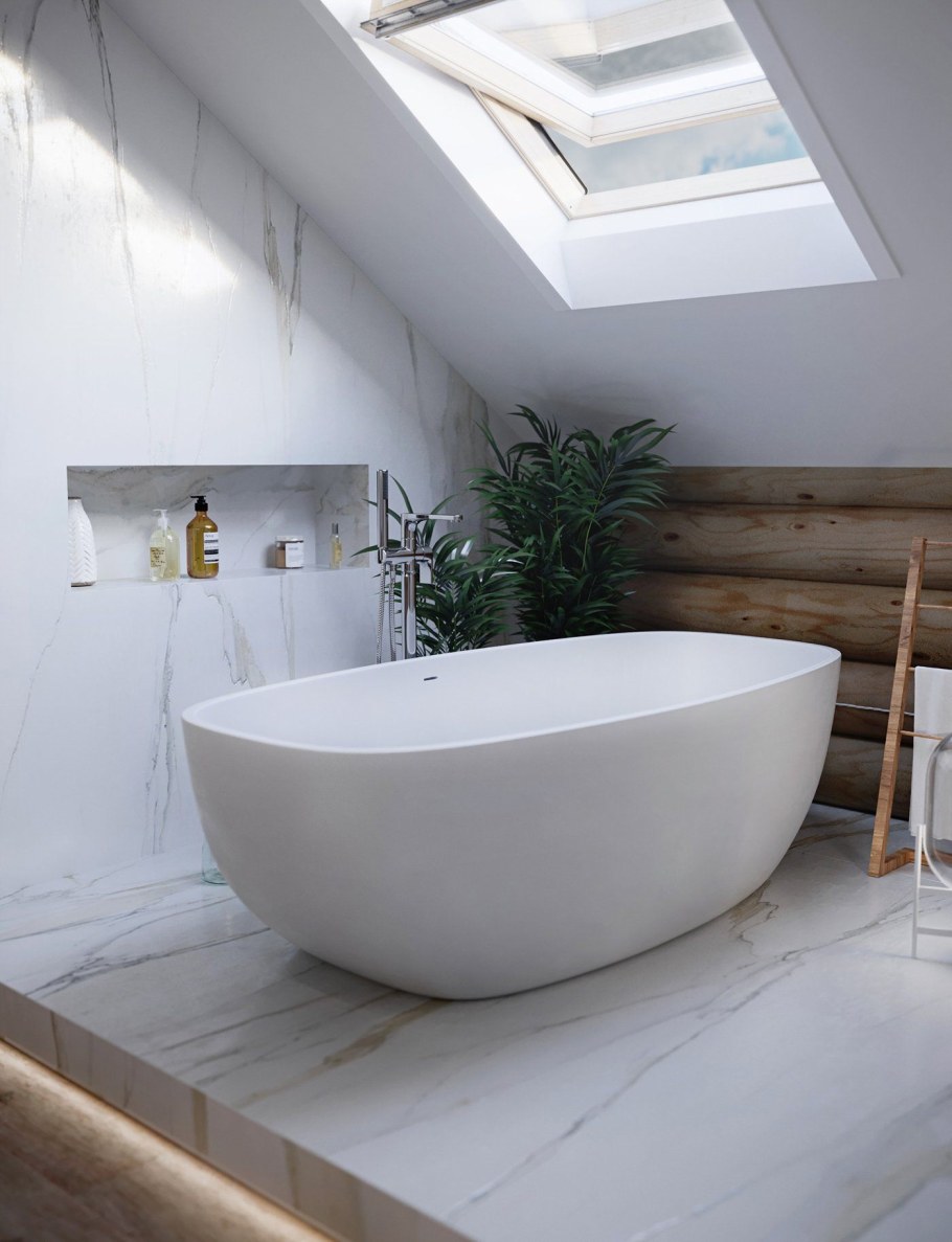 Отлельно стоящая ванна на подиуме