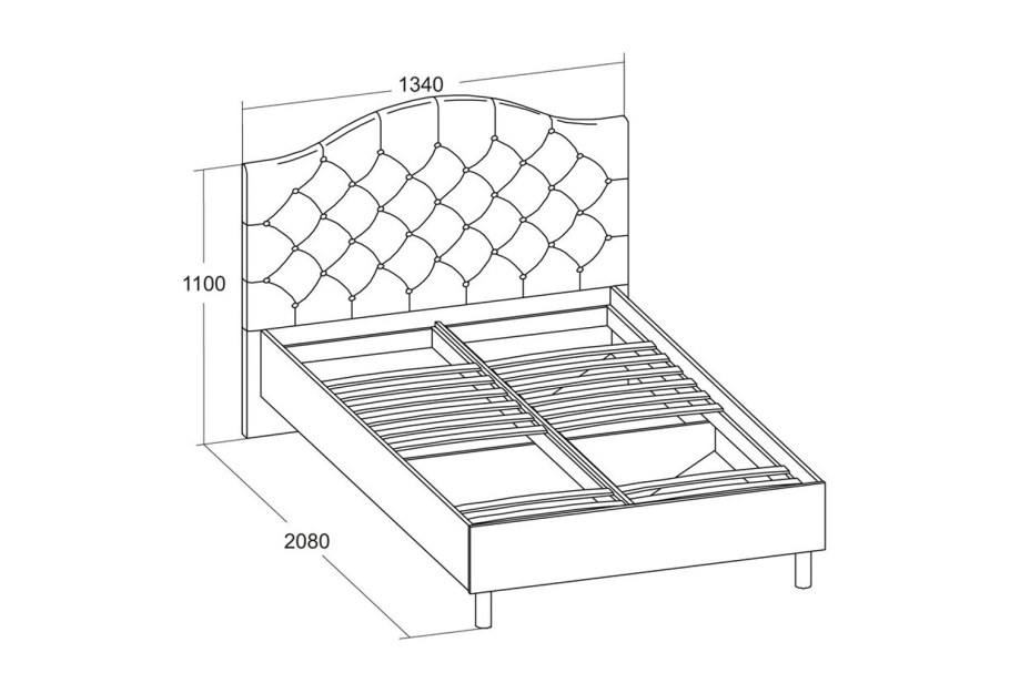 ЛД 510.010.000 Александрия кровать 1200 (кожа Ленто/Рустика)