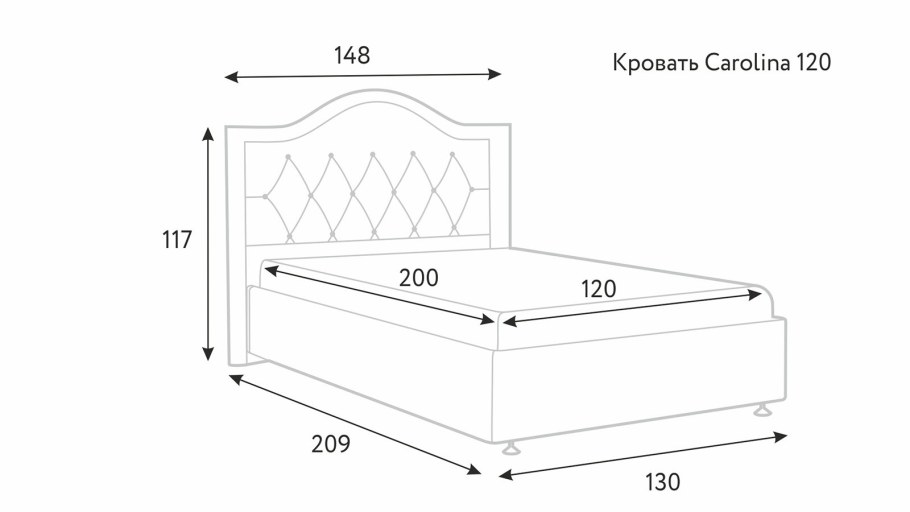 Кровать Каролина Аскона габариты