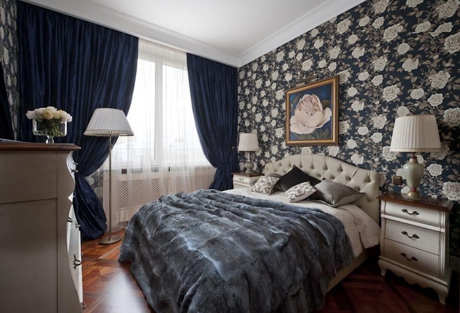 Обои в интерьере спальни