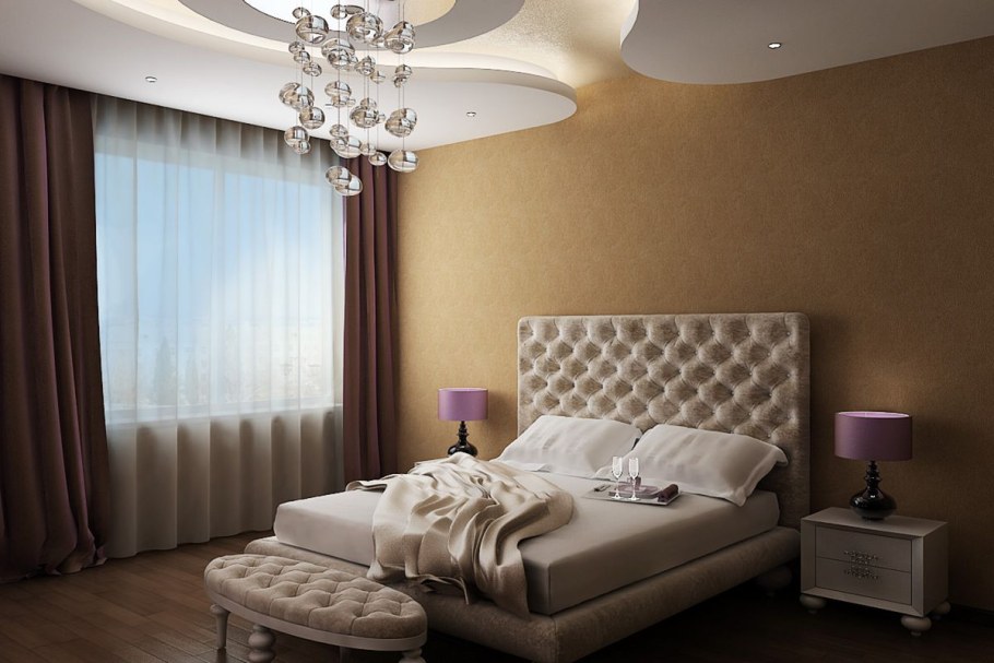 Оформление спальни в частном доме