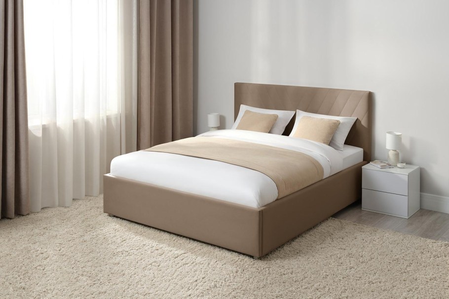 Кровать с подъёмным механизмом Victori cеро-бежевая