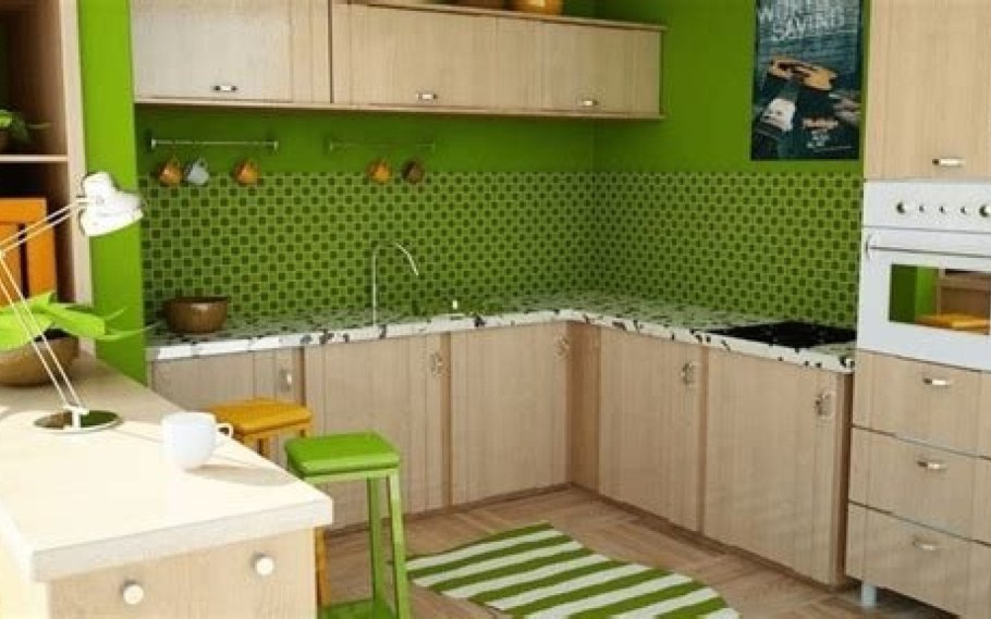 Светло зеленые стены на кухне