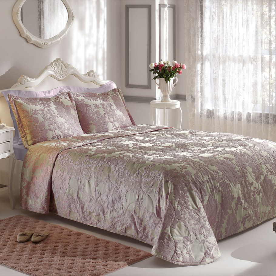 Покрывало Tivolyo Home Charlotte жаккард лиловый 260х260 купить