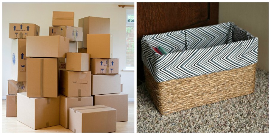 Картонные ящики в интерьере