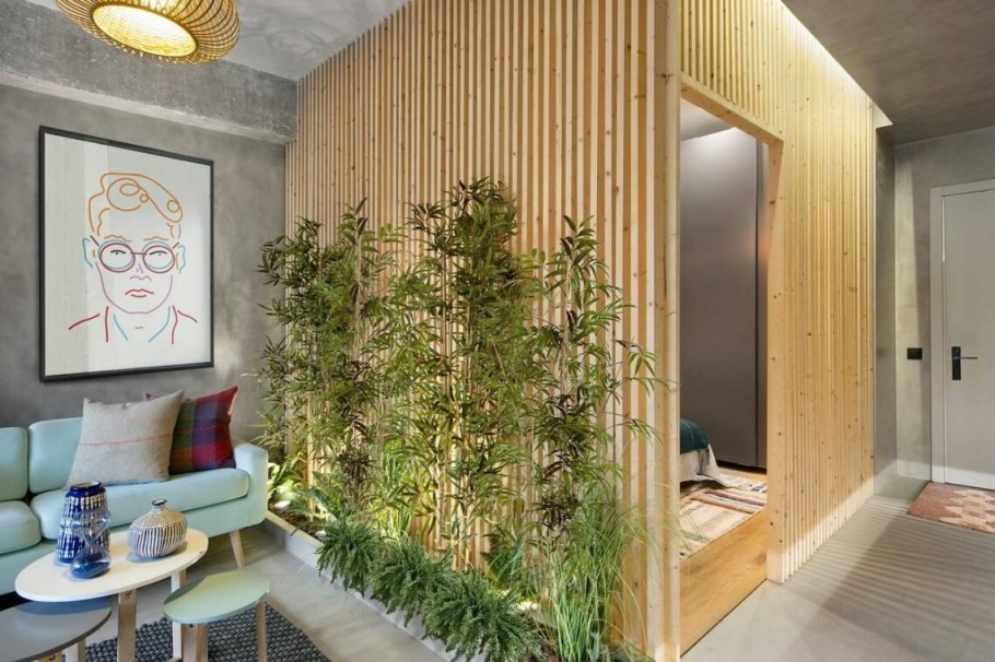 Деревянные рейки в интерьере