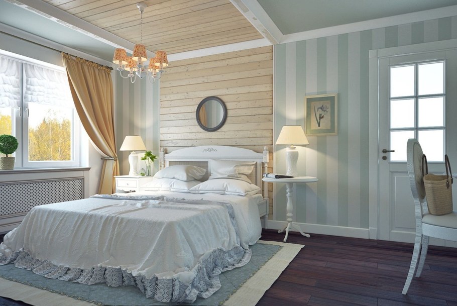 Вагонка в интерьере спальни
