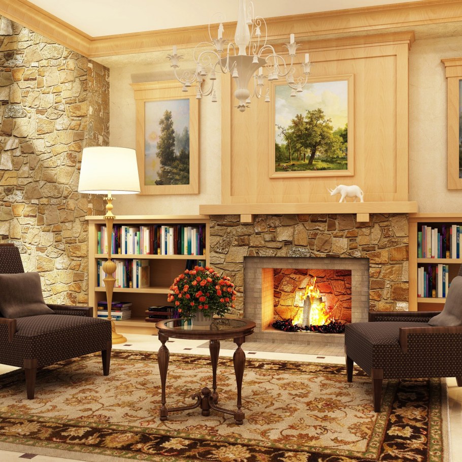 Зал с камином