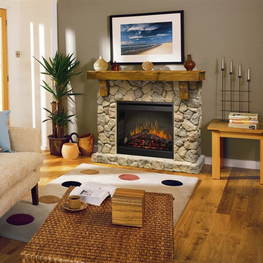 Электрокамин в интерьере гостиной