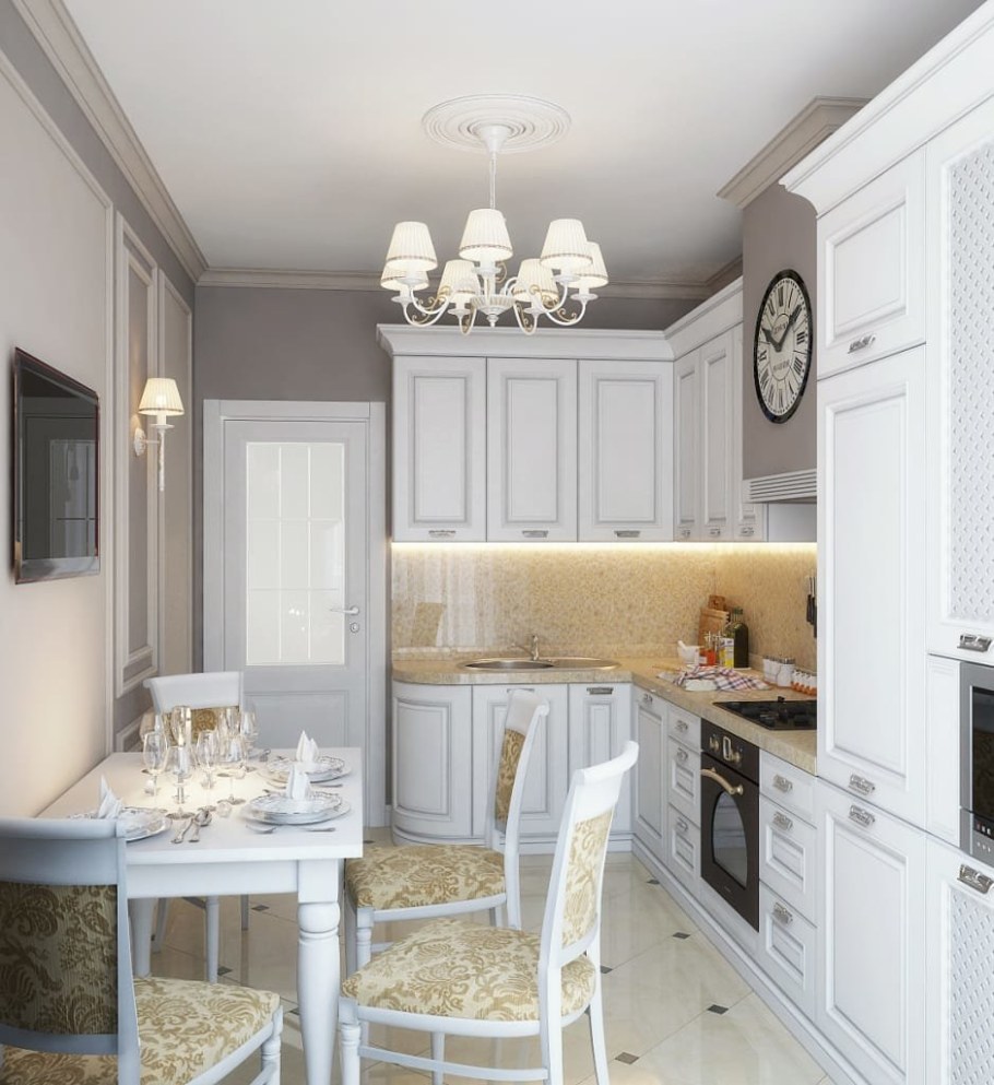 Кухня белая Нео классика 10м