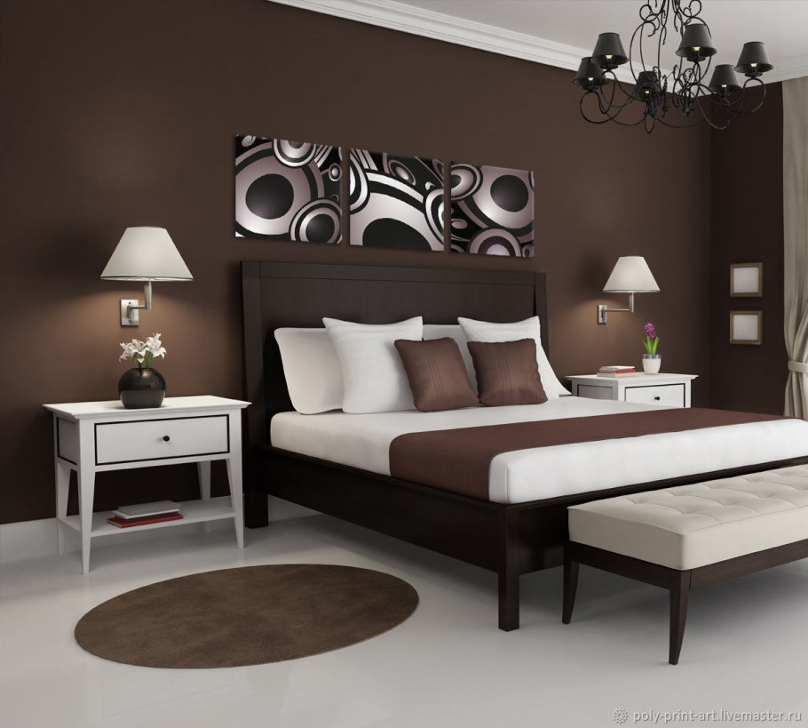 Спальня с темной мебелью