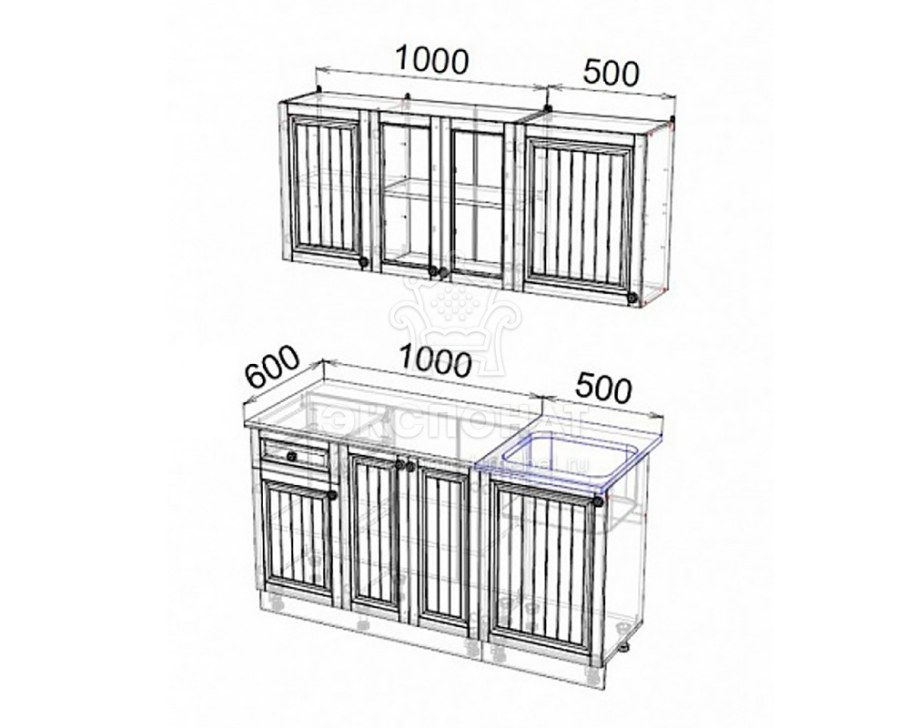Кухня Хозяюшка Магнолия деним 1.5