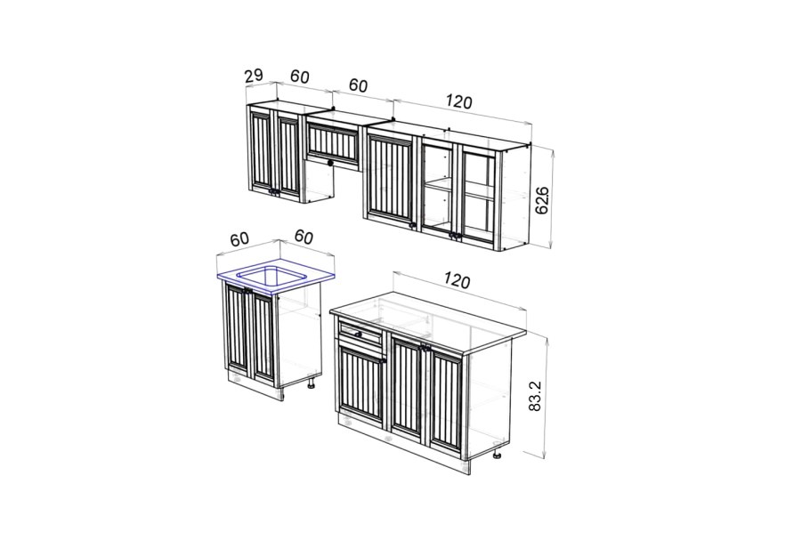 Кухня Хозяюшка 1,5 Мускат