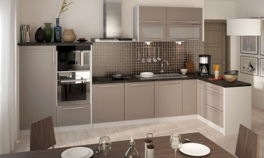 Кухня икеа серо бежевая