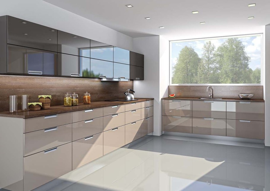 Кухня капучино с белым глянец