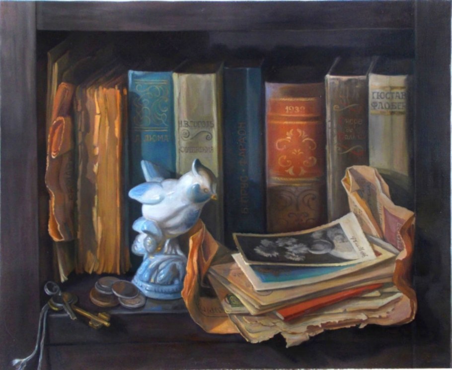 Натюрморт с книгами живопись