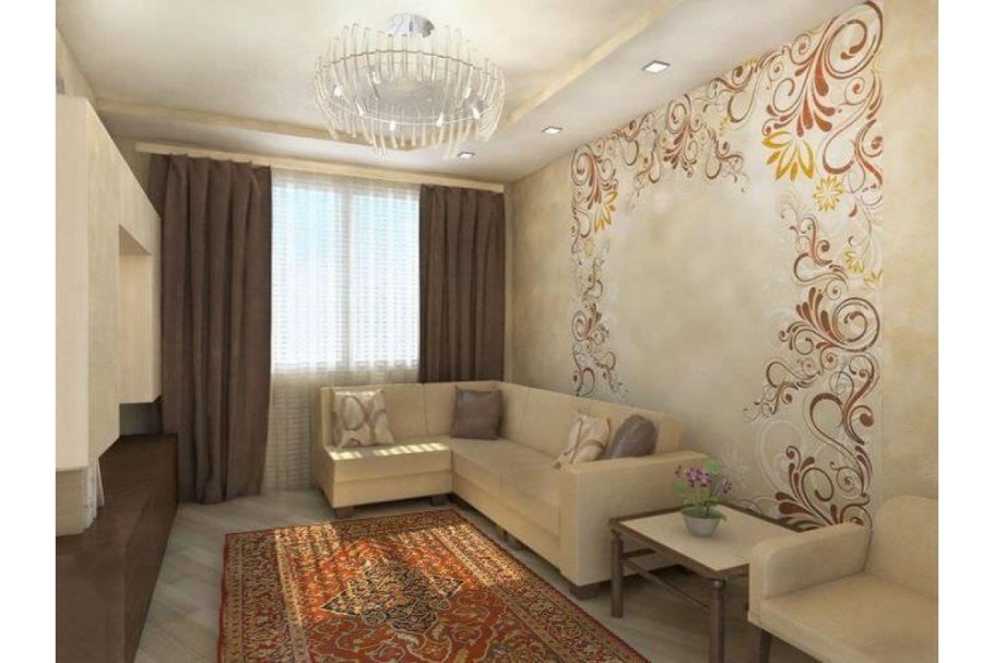 Бежевый интерьер гостиной