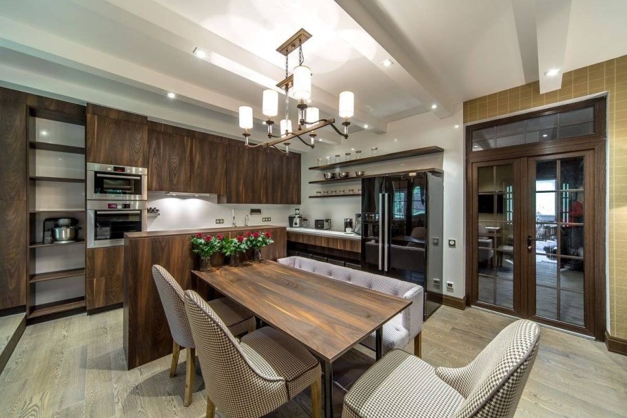 Современный интерьер кухни столовой