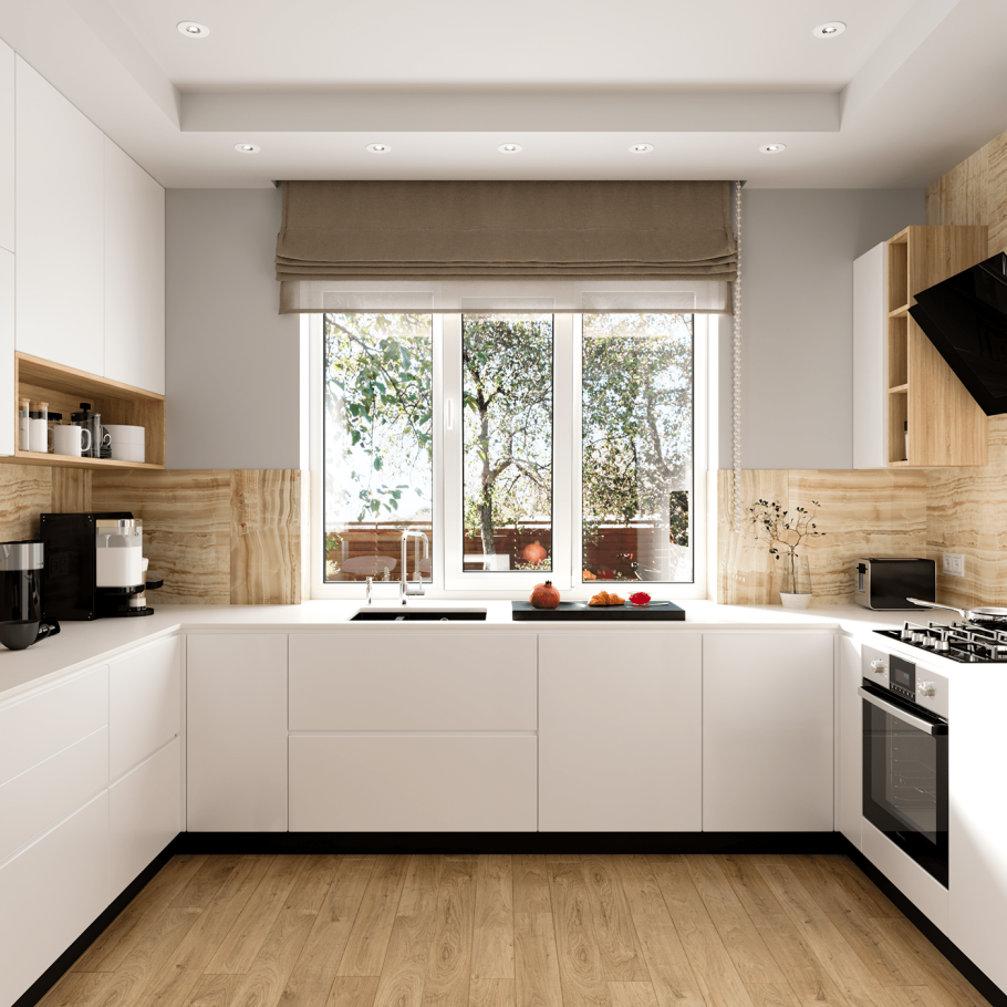 Кухня с мойкой у окна