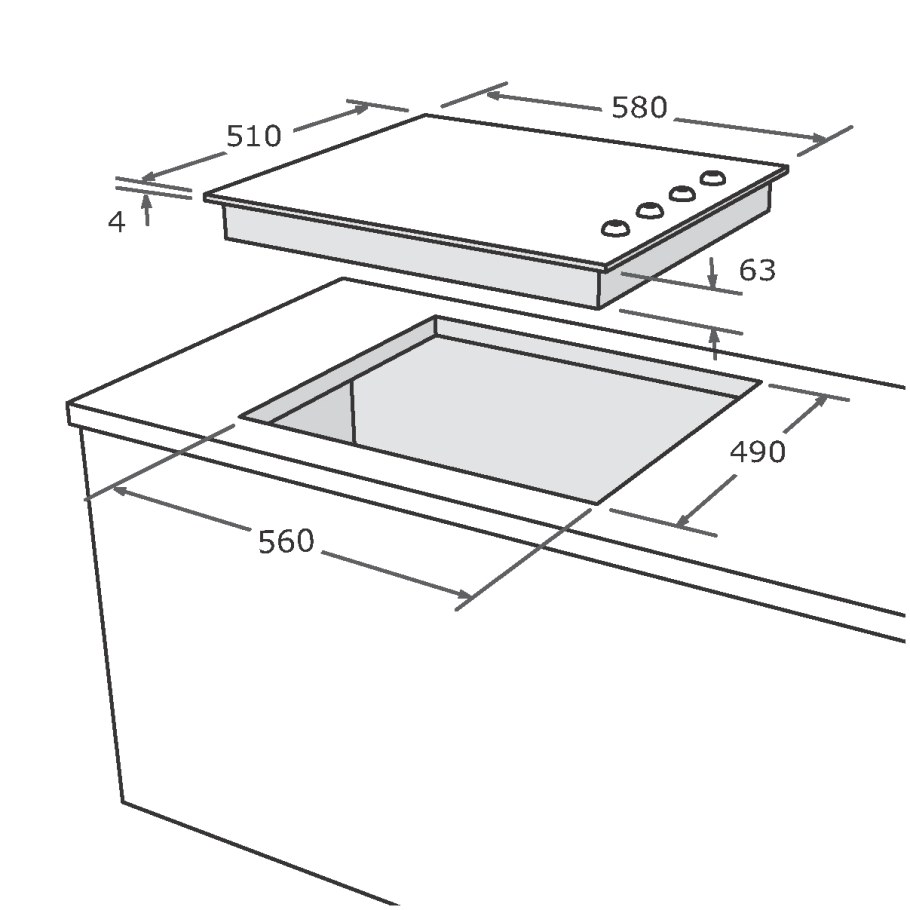 Варочная панель 1214‐01 к5 ширина отверстия для встраивания