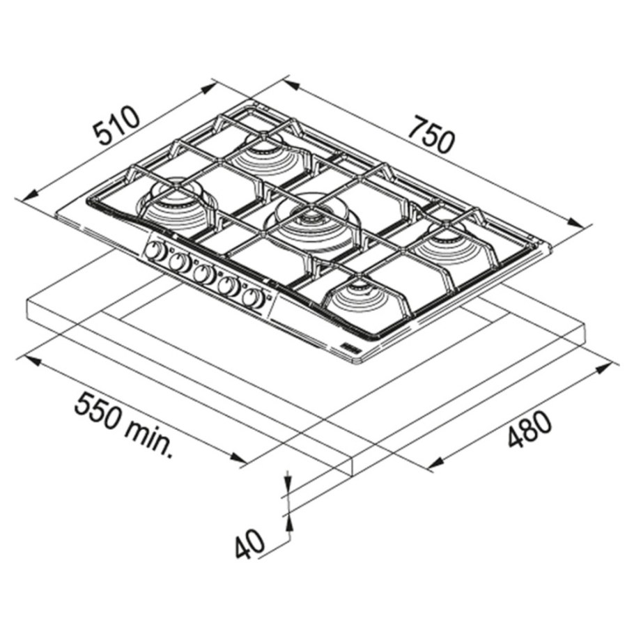 Газовая варочная панель Franke FHTL 604 3g TC co c