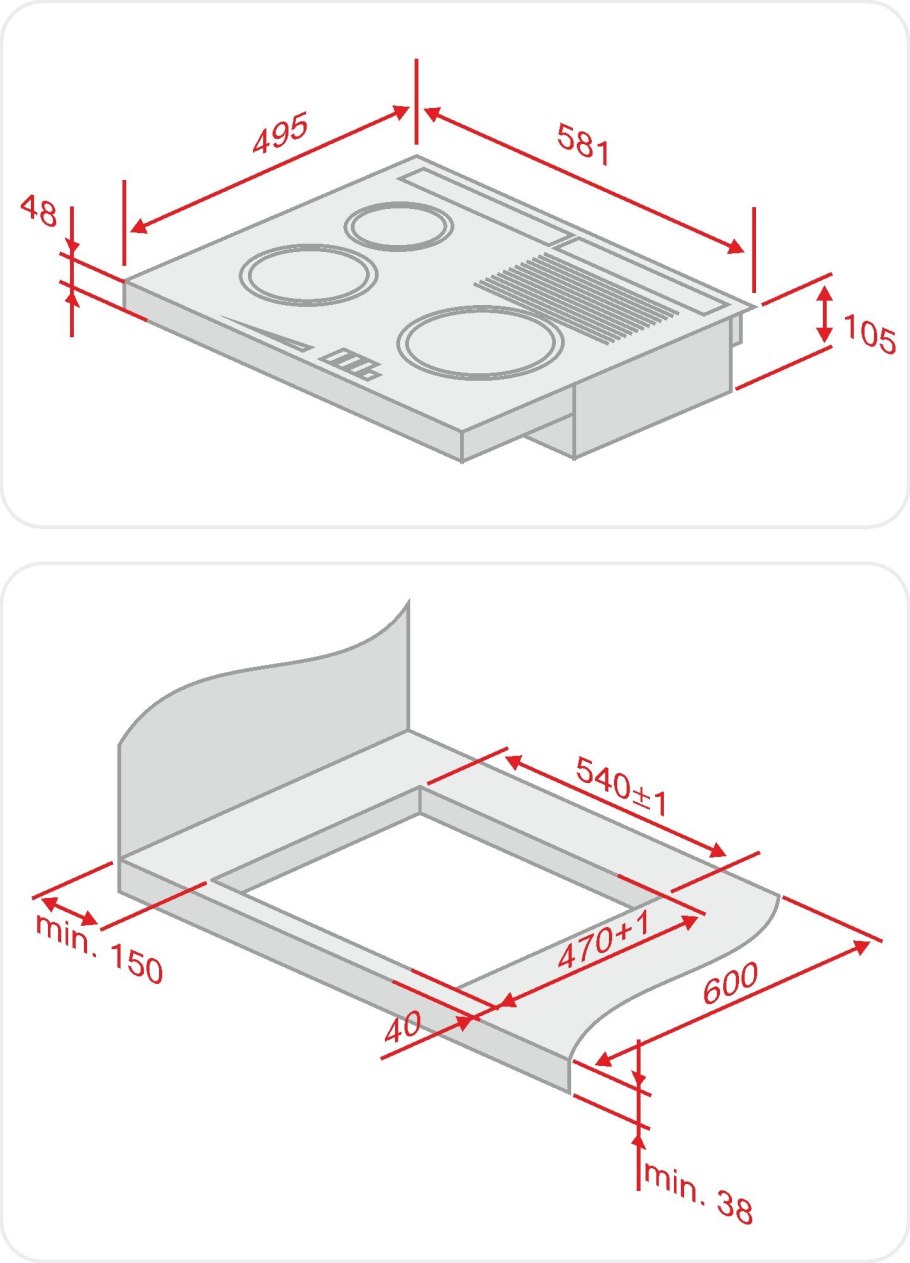 Толщина столешницы для встраивания варочной панели