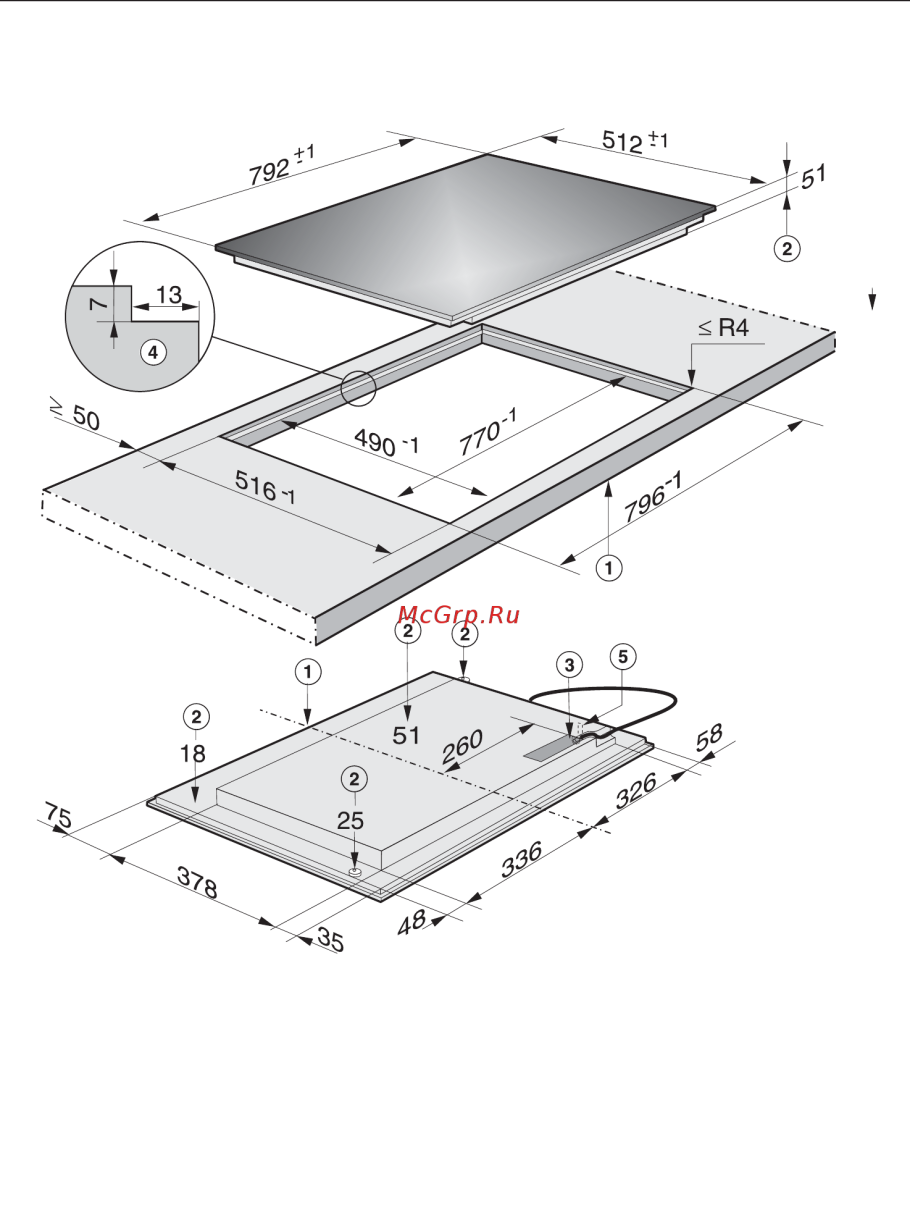 Miele km 551 схема встраивания