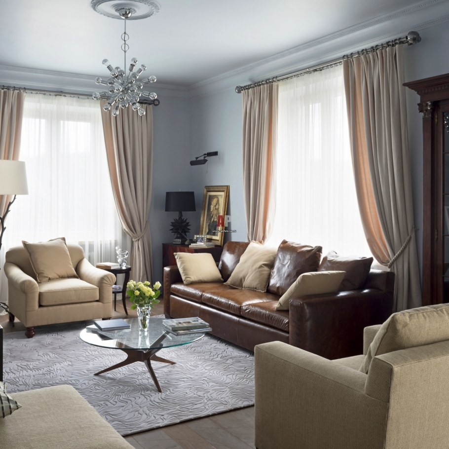 Шторы в интерьере гостиной