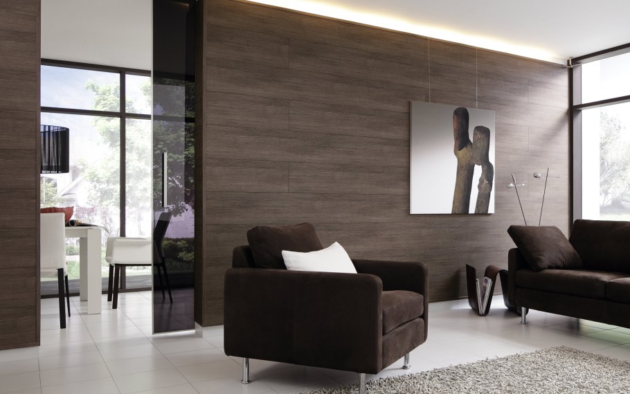 Ламинат на стене в интерьере