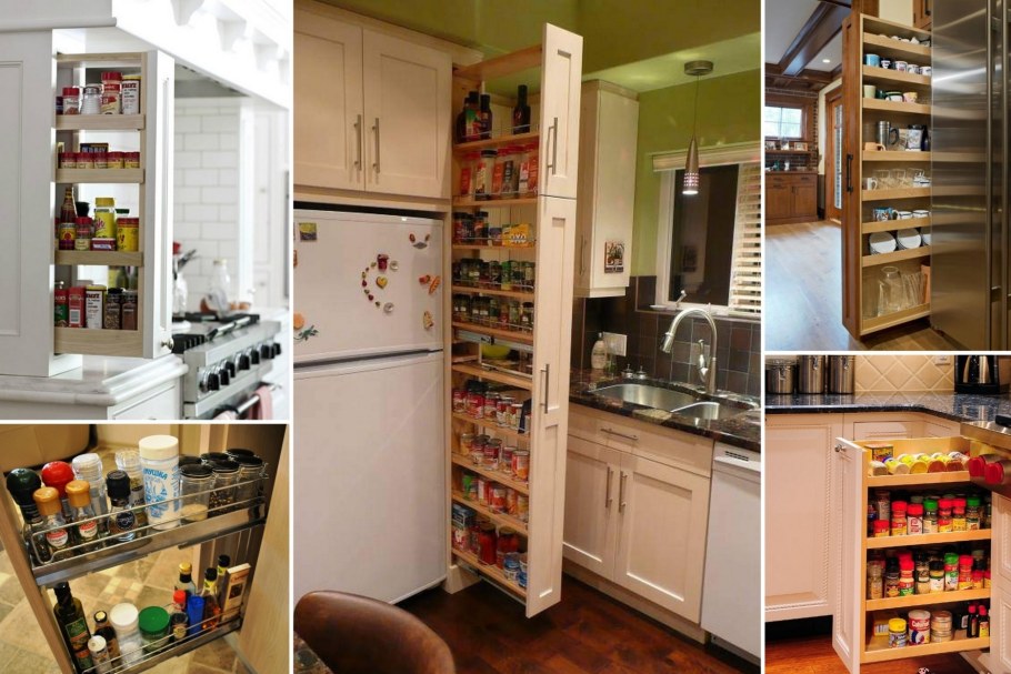 Узкий кухонный шкаф