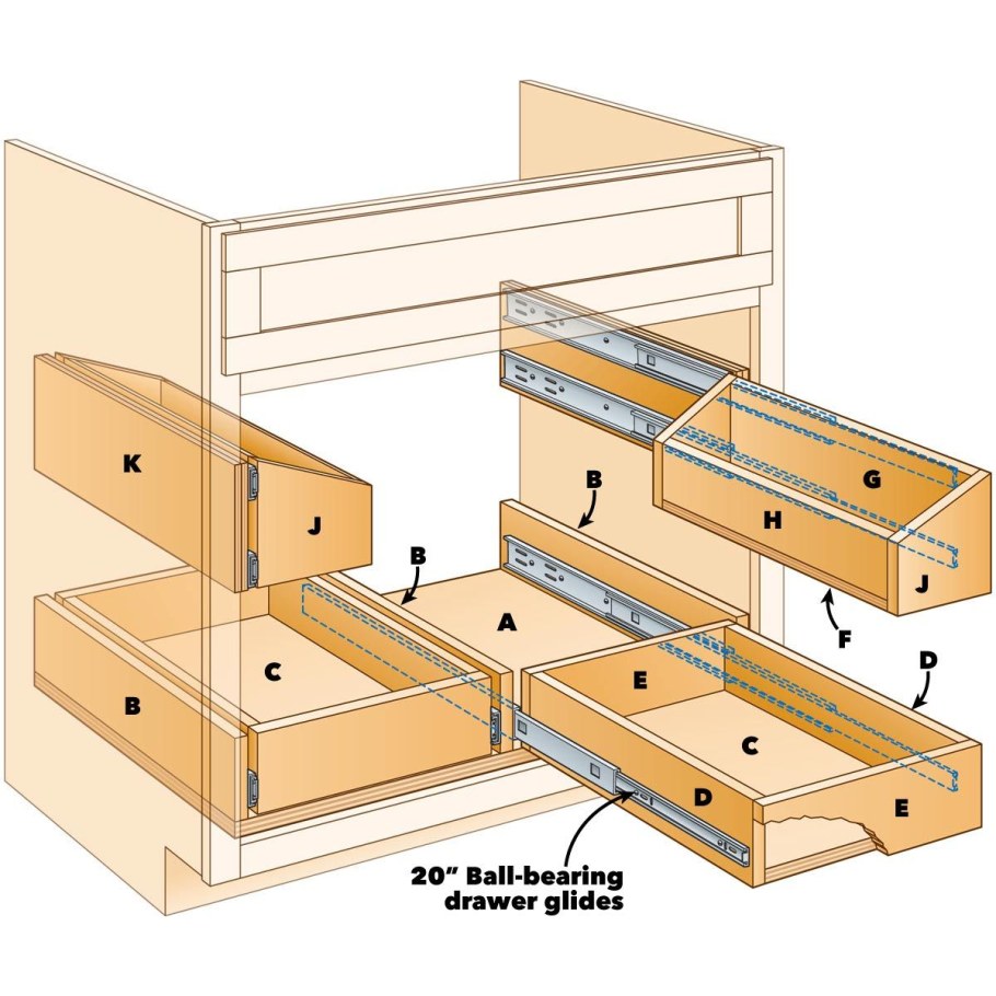 Конструкция выдвижных полок