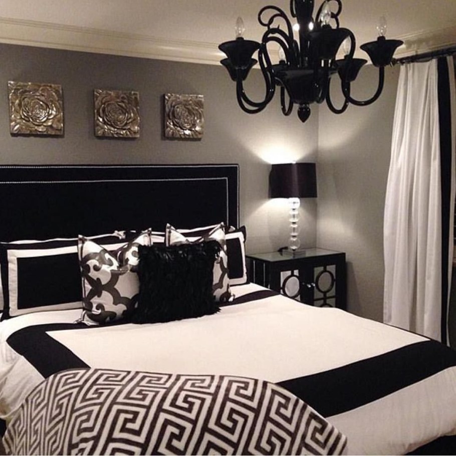 Спальня в черно белых тонах
