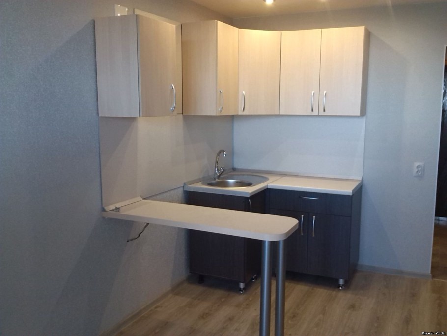 Кухня студия с барной стойкой