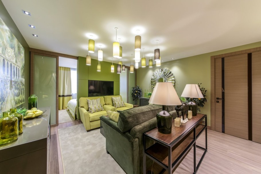 Фисташковые стены в интерьере