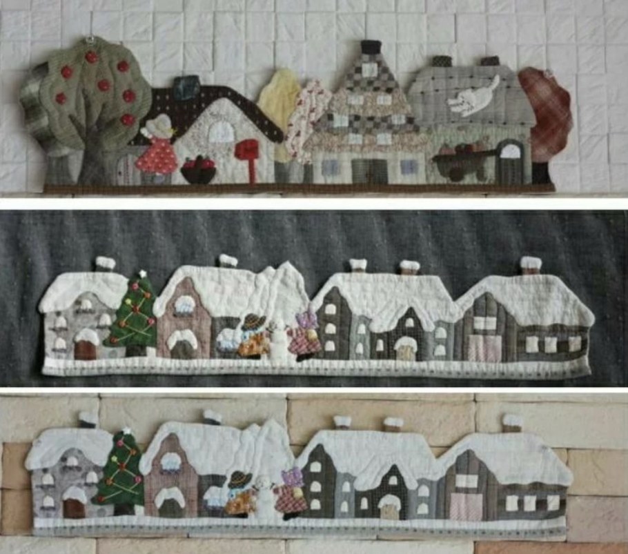 Панно домики пэчворк