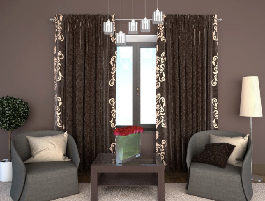 Тройные шторы для гостиной