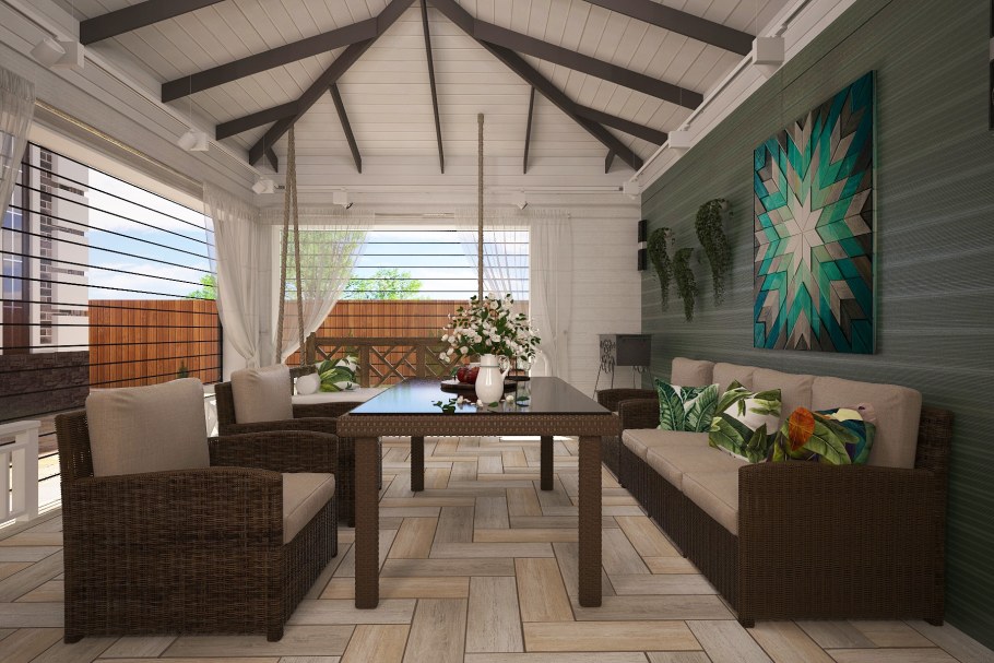 Стены на веранде отделка