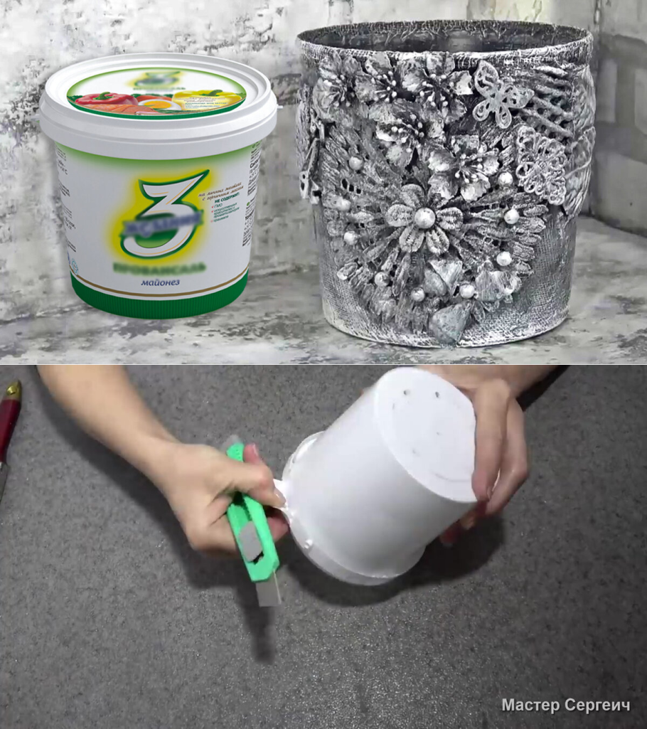 Декорирование пластиковых ведерок