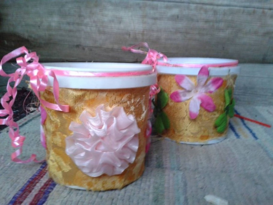 Горшки из пластиковых ведерок