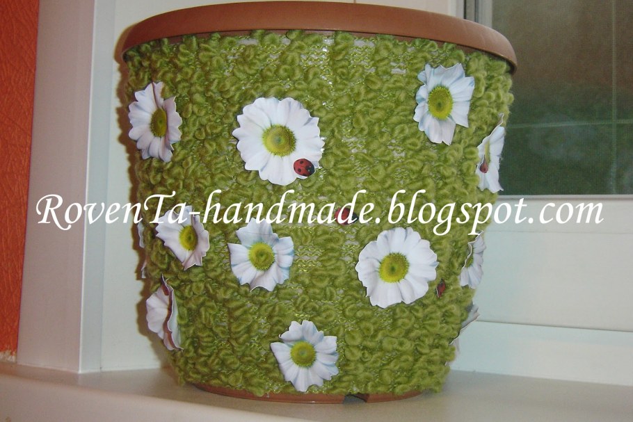 Декор пластиковых цветочных горшков