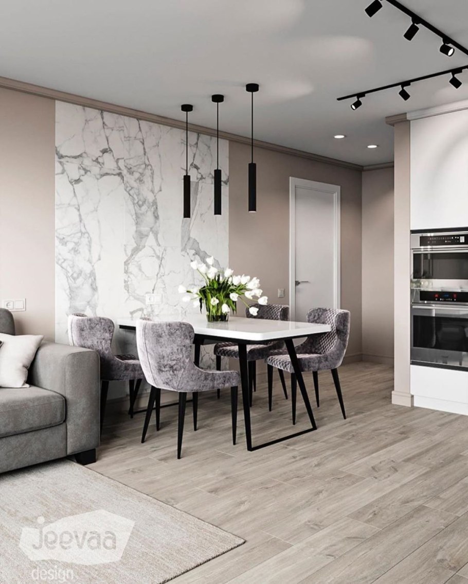 Керамогранит в кухне гостиной