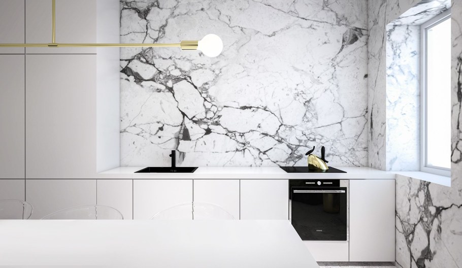 Bianco Carrara мрамор в интерьере